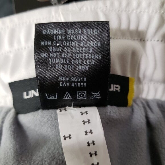 Under Armour Hockey Warm-Up Pant LARGE Black White Coldgear Poly Fleece Interior - Picture 8 of 8